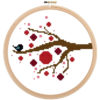 Bird on Cherry Dot Branch Cross Stitch Pattern - Image 4