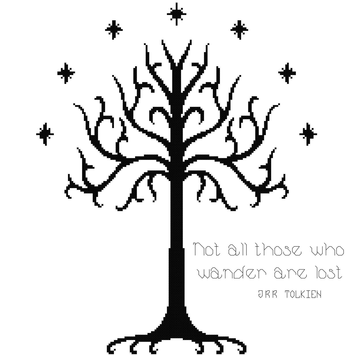 Tree Of Gondor Quote Cross Stitch Pattern - Nerdpillo